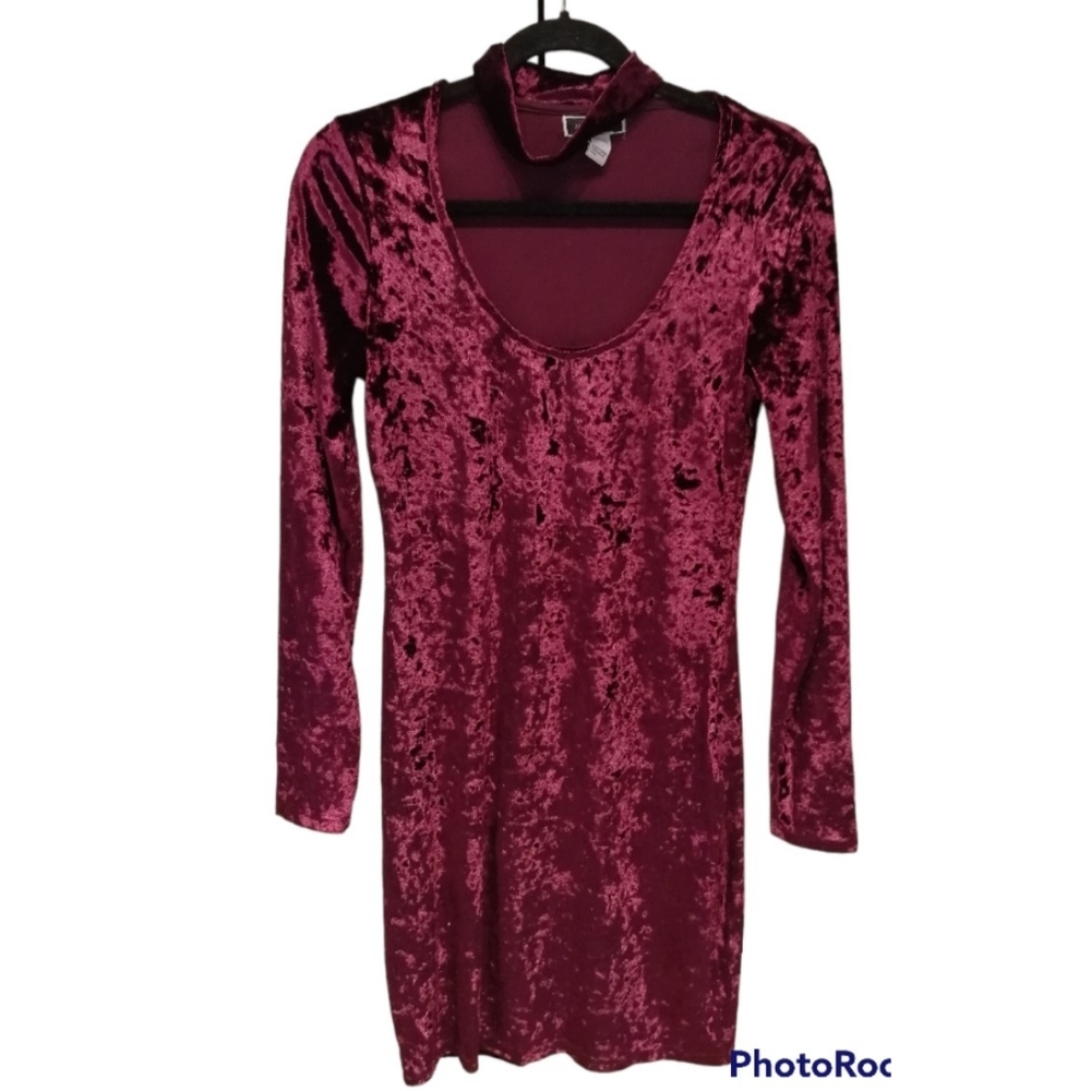 ANOTHER STORY Red Velvet Choker Midi Dress Large